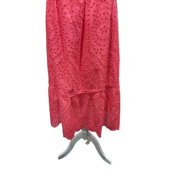 Betsy Johnson Paradise Pink On/Off Shoulder Cotton Eyelet Midi, M - Picture 10 of 15